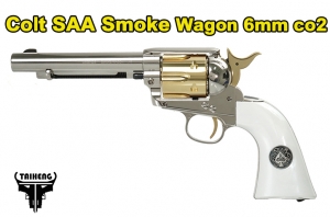 【翔準AOG】Colt SAA Smoke Wagon 6mm co2 動力 金屬 鍍金銀 左輪 金色加白色握把