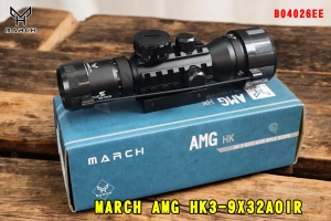 【翔準AOG】MARCH AMG HK3-9X32AOIR 三面魚骨 寬窄底座 瞄準鏡 B04026EE 固定光學氣槍步槍 叉骨環